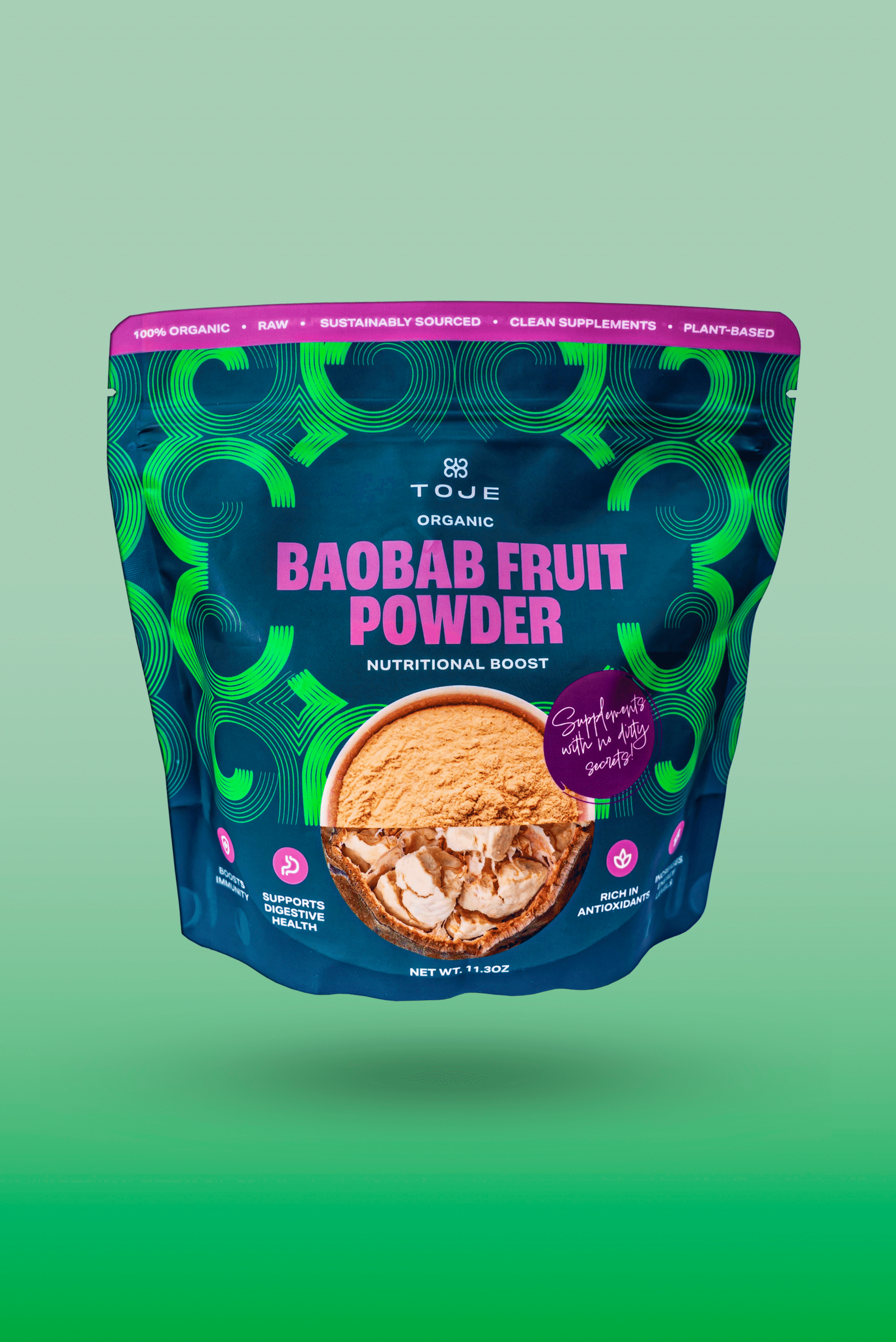 TOJE Organics – 100% Organic Baobab Fruit Powder (11.3 oz)  Raw • Plant-Based • Sustainably Sourced from Senegal