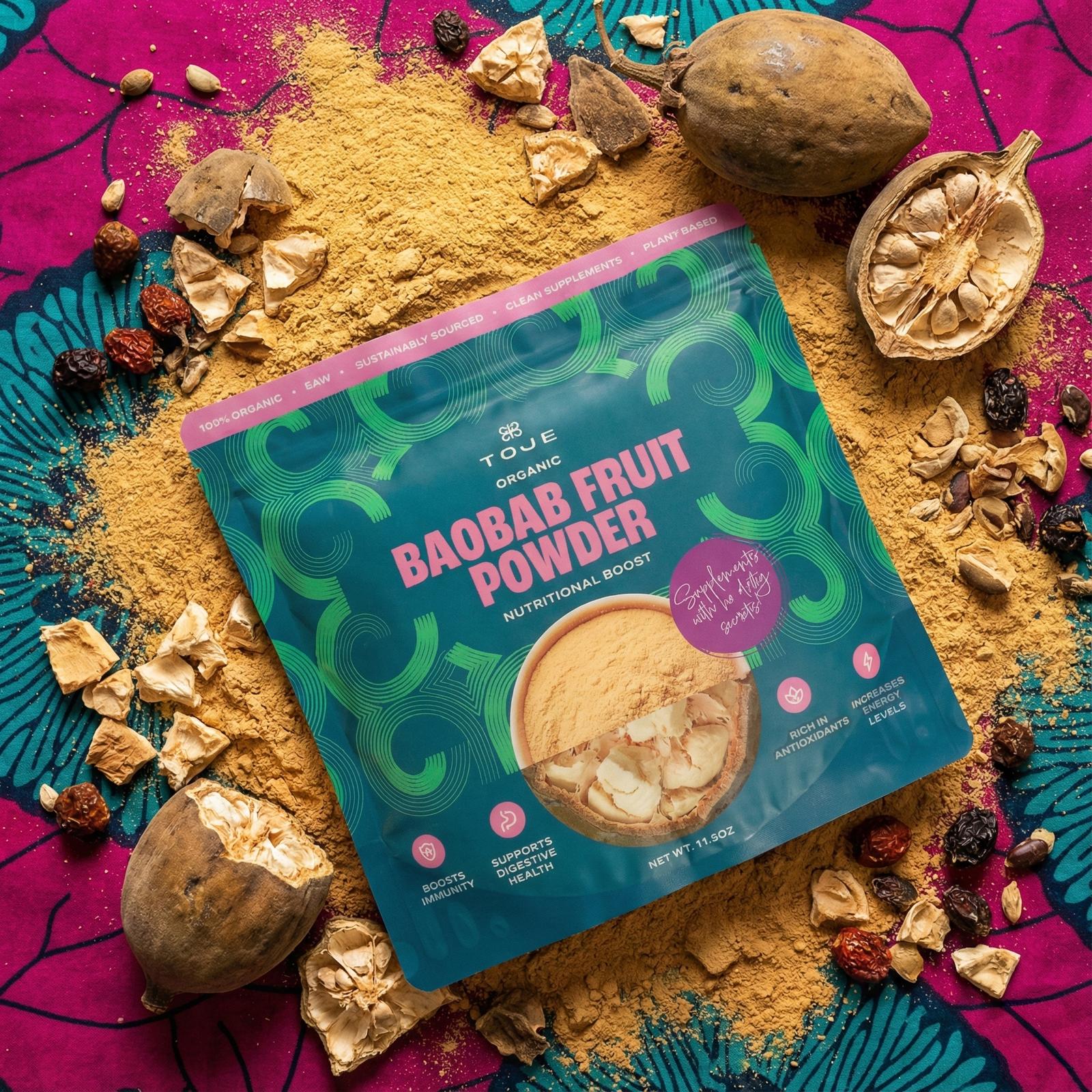TOJE Organics – 100% Organic Baobab Fruit Powder (11.3 oz)  Raw • Plant-Based • Sustainably Sourced from Senegal