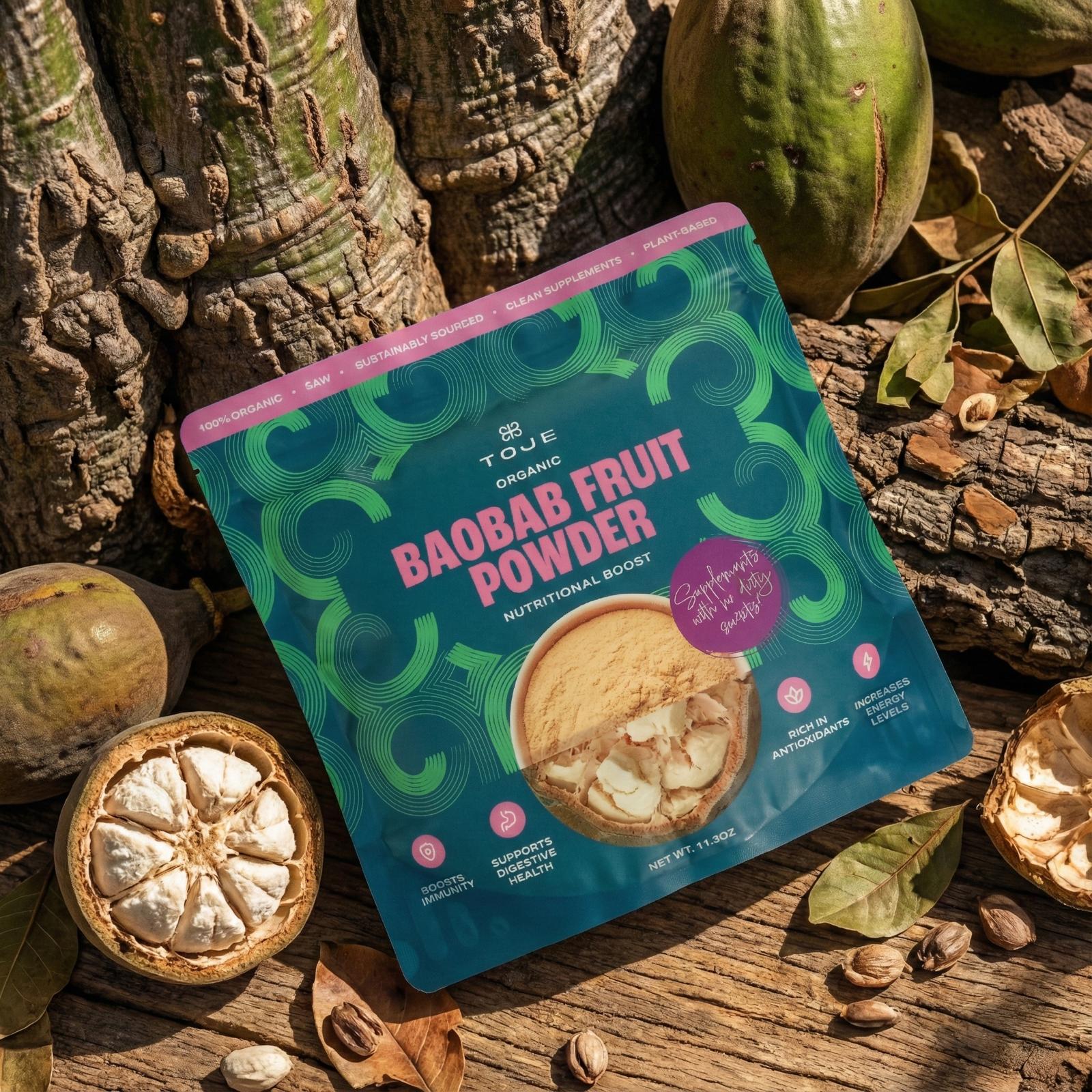 TOJE Organics – 100% Organic Baobab Fruit Powder (11.3 oz)  Raw • Plant-Based • Sustainably Sourced from Senegal